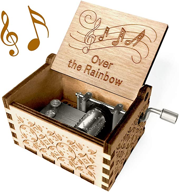 Wooden Hand Cranked Music Box - Over The Rainbow