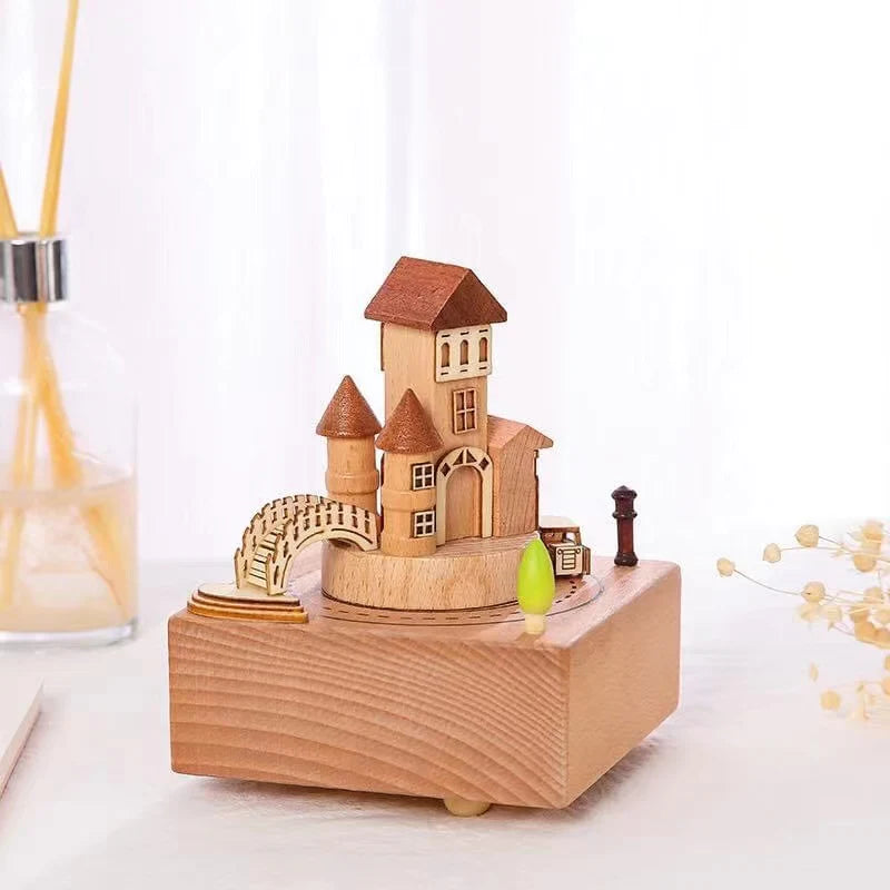 Wooden Clockwork Music Box - Royal Castle