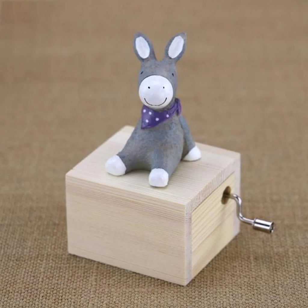 Square Wooden Music Box - Donkey