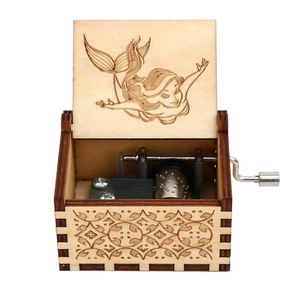 Wooden Hand Cranked Music Box - Under The Sea