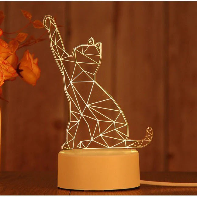 Acrylic Night light - Stretching Cat