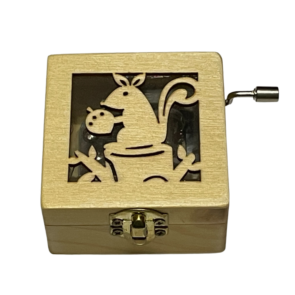 Square Wooden Music Box - Cut Out Squirrel