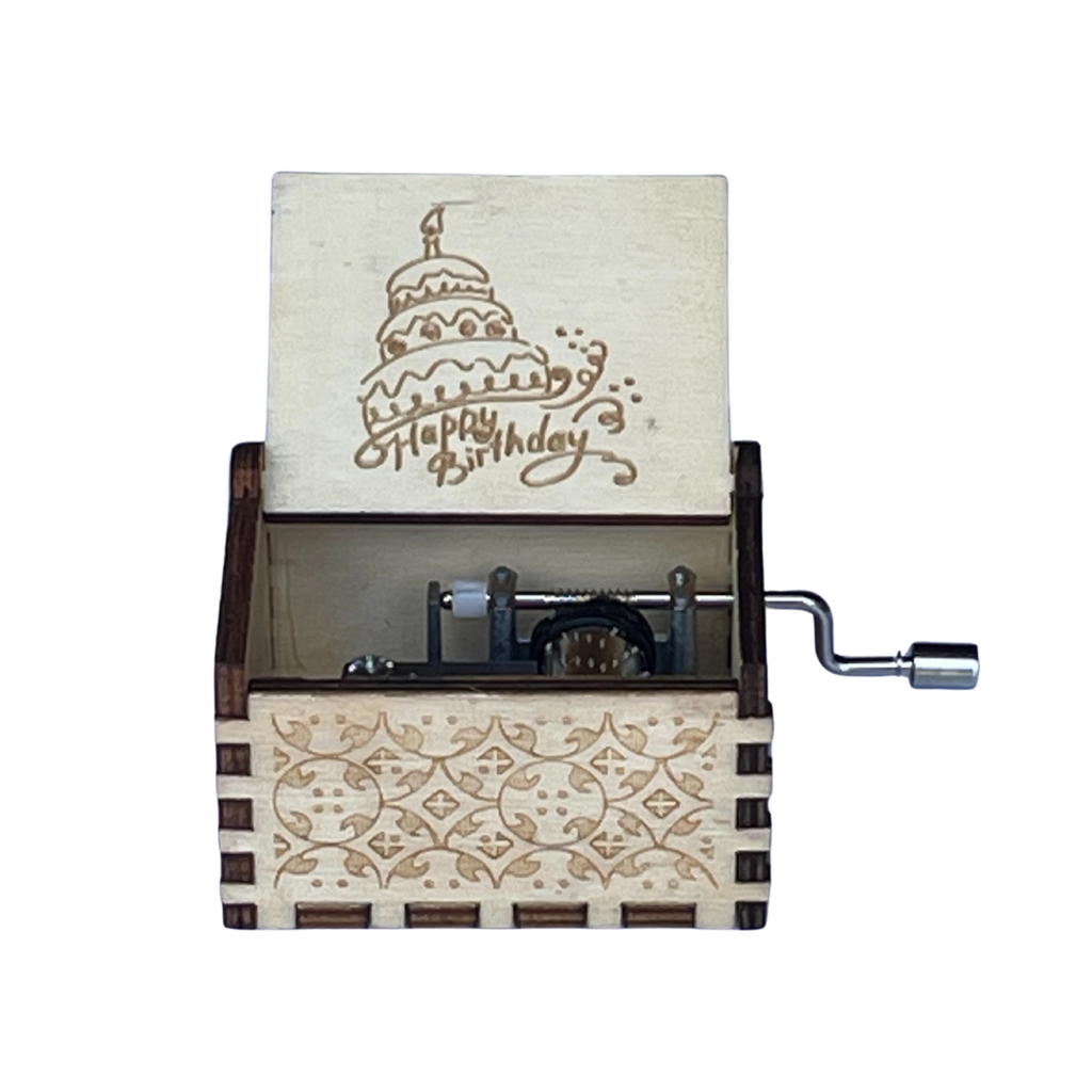 Wooden Hand Cranked Music Box - Happy Birthday