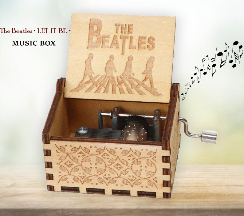 Wooden Hand Cranked Music Box - Let It Be-atles